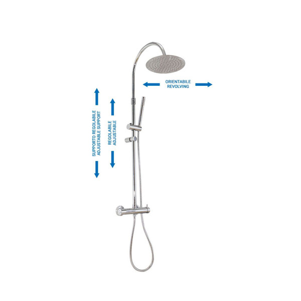 COLONNA DOCCIA TONDA IN OTTONE CROMATO