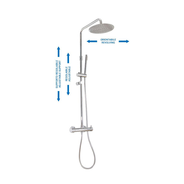 COLONNA DOCCIA TONDA IN OTTONE CROMATO